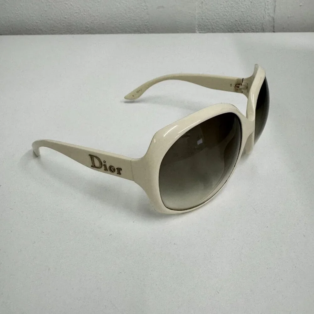 Vintage Christian Dior Ivory Large Round Sunglasses - Picture 2 of 3